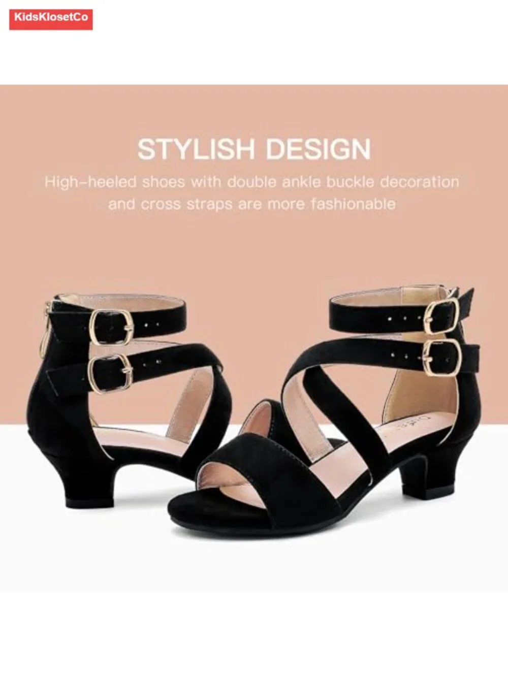 Girls Rhinestone Glitter Block Heel Mary Jane Sandals